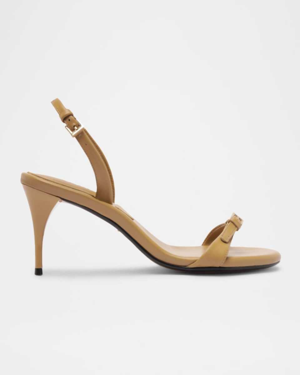 Aurora Leather Slingback Mid-Heel Sandals